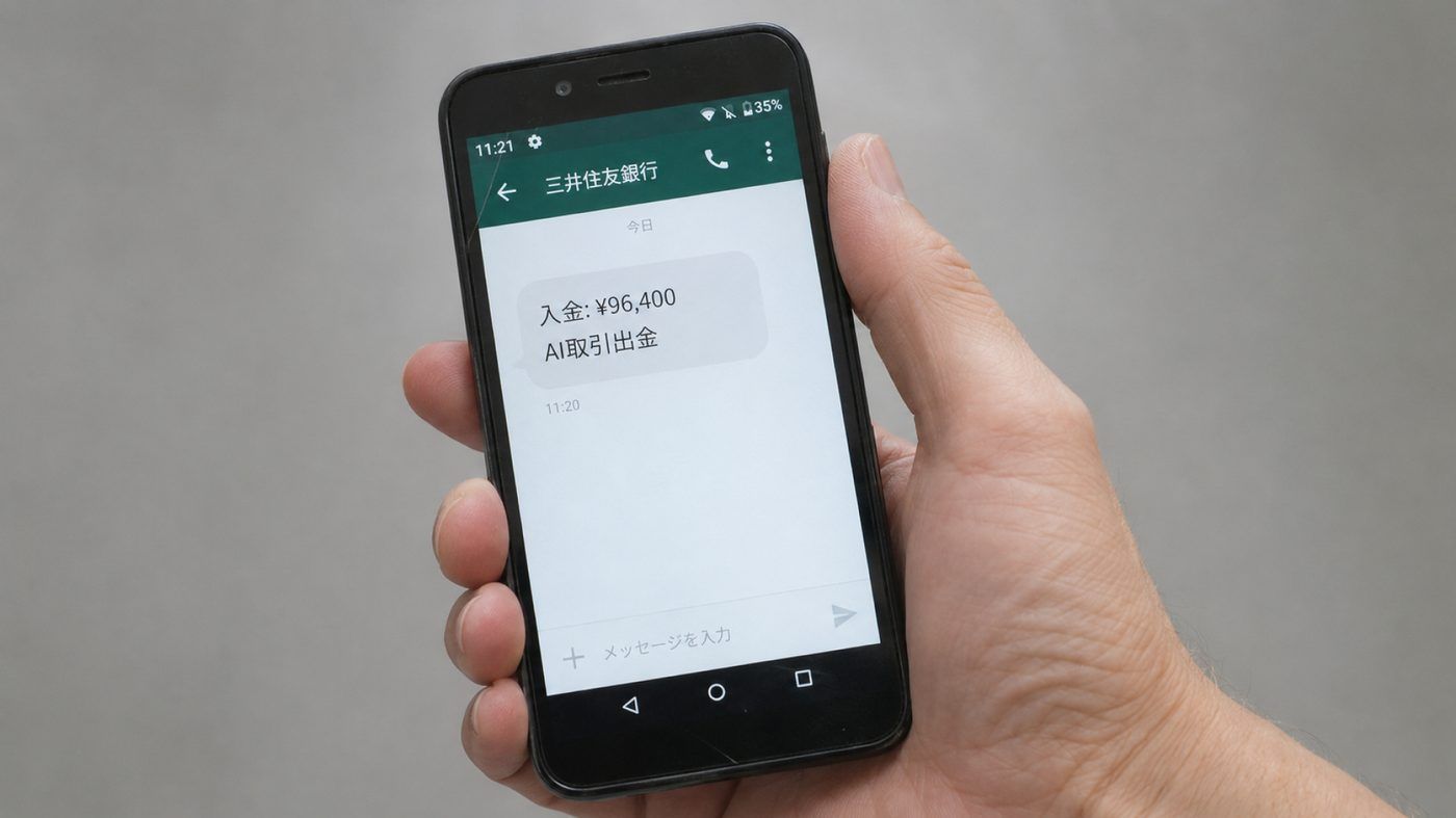 山本氏のスマートフォンに届いた入金通知